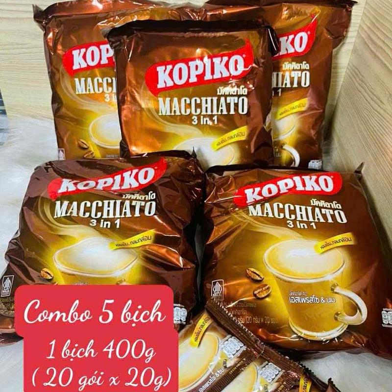 5 BỊCH CÀ PHÊ KOPIKO MACCHIATO 3 IN 1 1 bịch 20 gói x 20g