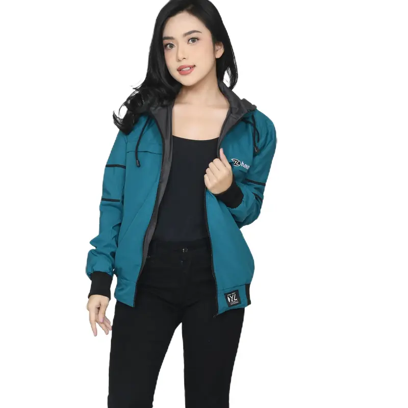 Atasan Wanita Jaket Bolak Balik BB Taslan WP Premium Original Distro Hoxer Polos Parasut Tebal Nyaman Lembut Waterproof   Kantong Keren 2