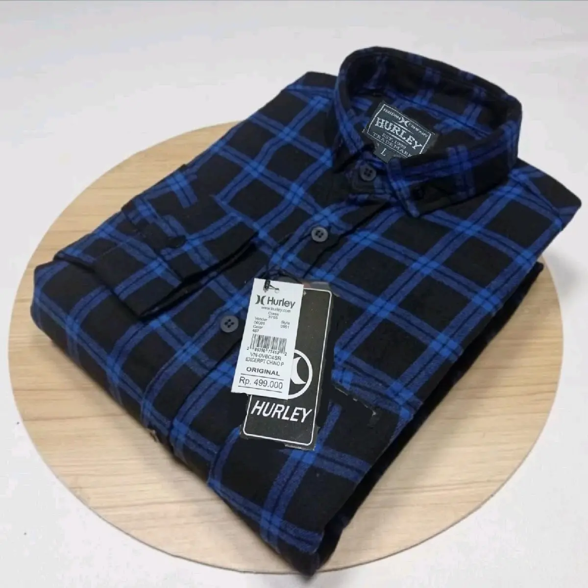 PWL16-Kemeja Flanel Pria Wanita Uniseks Lengan Panjang Motif Kotak Garis Double Biru Baju Lembut Distro Formal Kerja Nyaman Casual Kain Tangan Merah