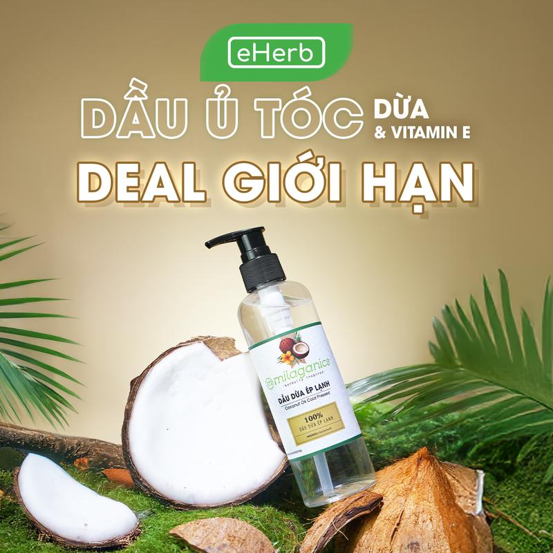  Dầu Dừa Tinh Khiết Dưỡng Tóc Ủ Tóc Mềm Mượt Nam Nữ MILAGANICS - Dầu Dừa Ép Lạnh Chăm Sóc Tóc Trắng Răng Dưỡng Mi Da Mày EHERB - Dầu Dưỡng Ẩm Da Body Oil Hết Nẻ Thiên Nhiên An Toàn Skincare Chăm Sóc Da - Dầu Ủ Tóc Dừa Nguyên Chất Women Làm Đẹp Da 