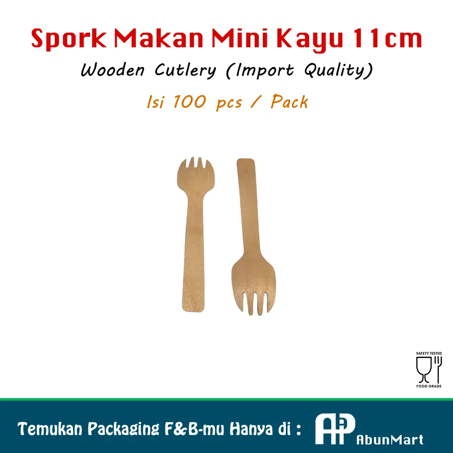 Spork Makan Mini Kayu 11cm (Food Grade & Import Quality)