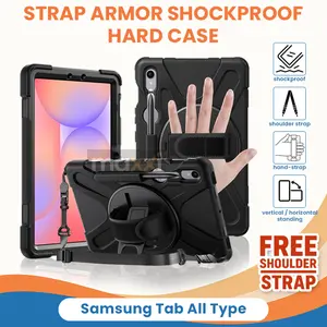 ( FREE TALI SELEMPANG ) Strap Case for Samsung Galaxy Tab S11 S10 FE Plus S9 S8 S7 S6 Lite A11 A11+ A9 A9+ A8 A7 P205 T295 T515 Active 3 5 Wifi LTE 5g Armor Hard Soft Casing Cover Sarung Kesing Hardcase Softcase OPT