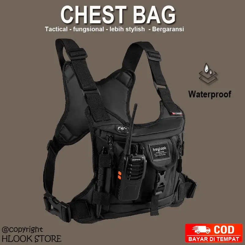 Promo tas dada outdoor pria tactical adventure pelindung dada waterproof berkualitas terbaru tas dada security tni polri tas chest rig bag pria anti air tas rompi dada bikers sunmori motor touring tas bahu pria multifungsi waterproof