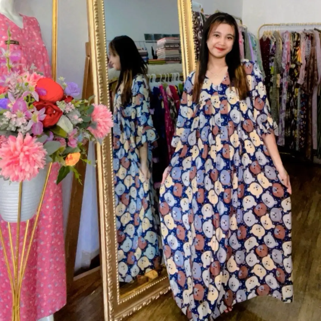 Daster Dress busui LD 140 Tangan 7/8 Jumbo Baju Casual Rayon Motif cantik lembut