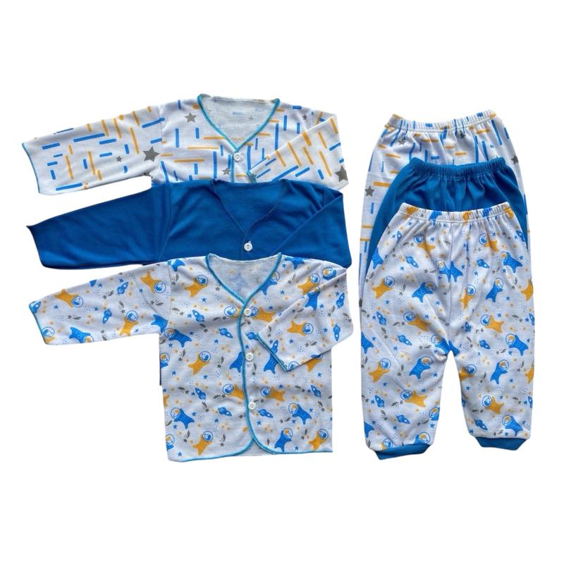 Paket 6 pcs baju celana bayi lengan panjang newborn Katun laki laki perempuan / Parsel Bunda 5