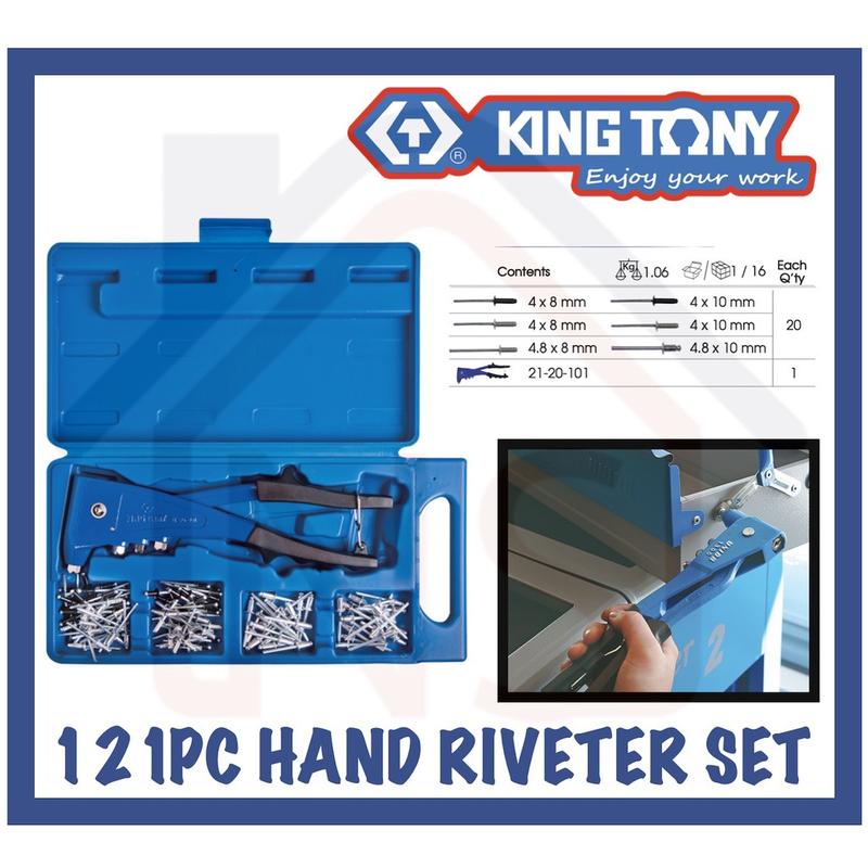 KING TONY 21-20-07MR Hand Riveter Set 121Pc (Made in Taiwan) - TikTok ...