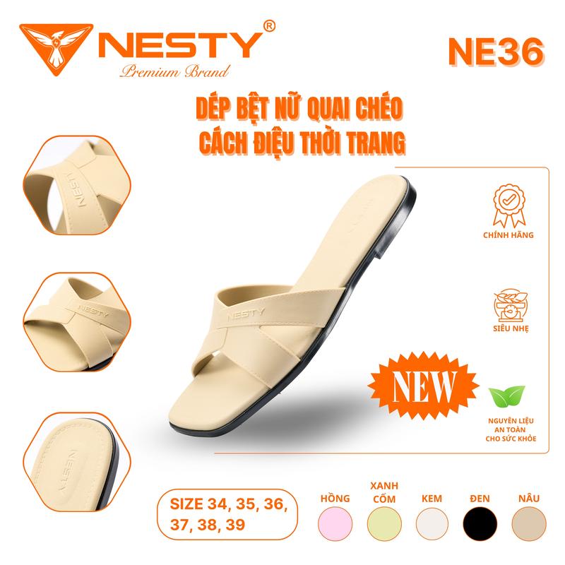 DÉP BỆT NỮ QUAI CHÉO CÁCH ĐIỆU THỜI TRANG THƯƠNG HIỆU NESTY MÃ NE36