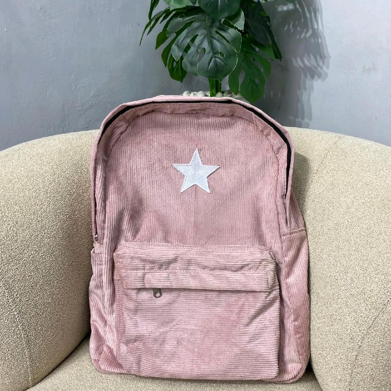 Ransel Corduroy starboy unisex | Tas Sekolah Korduroi | Tas Backpack Corduroi Bintang | Tas Punggung Korduroy pria dan wanita | cod tas bintang corduroy 5