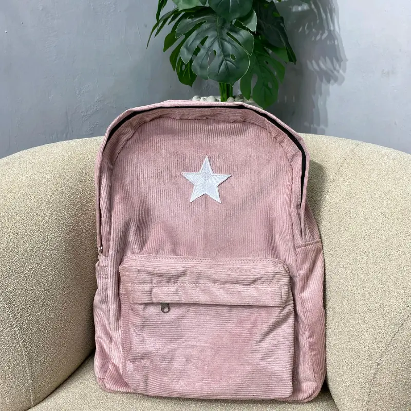Ransel Corduroy starboy unisex | Tas Sekolah Korduroi | Tas Backpack Corduroi Bintang | Tas Punggung Korduroy pria dan wanita | cod tas bintang corduroy 4