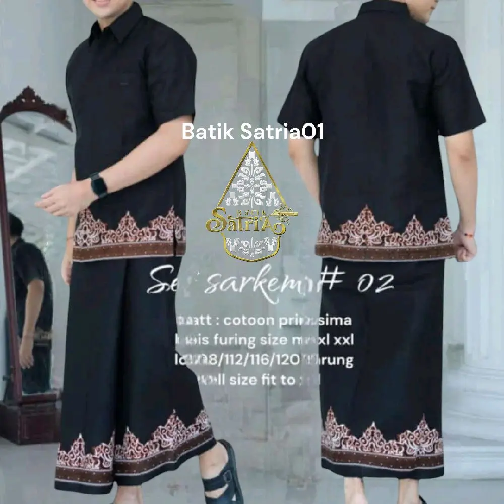 MTF. TUMPAL HITAM ( Batik Satria ) - Baju Batik Koko Pria Baju Muslim Pria Setelan Sarung Premium Modern Dewasa