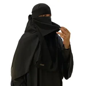 Niqab Eat | Niqab Makan | versi Bandana Series Bahan Sifon Arab Jetblack Premium