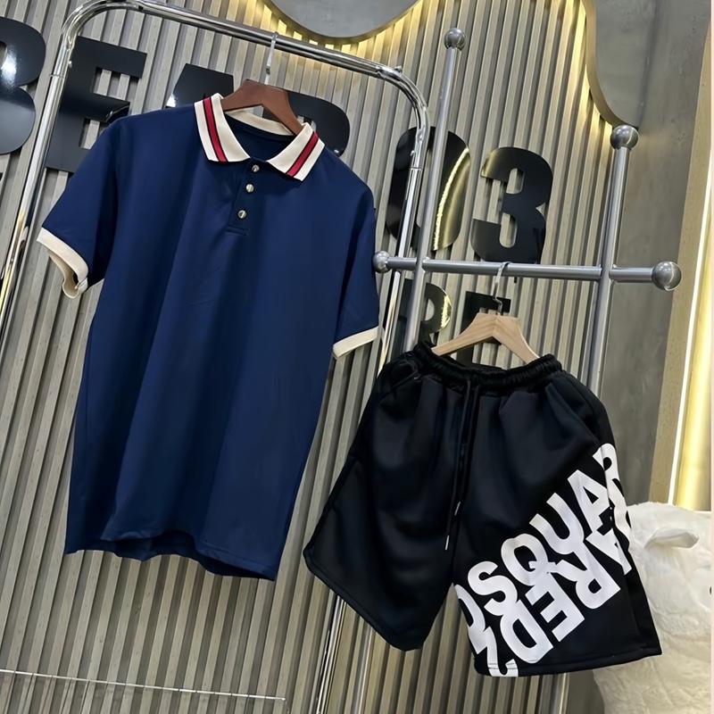 BỘ PoLo màu xanh than - cổ pha màu - chất vải thoáng mát - Áo Nam nữ Menswear Shirt