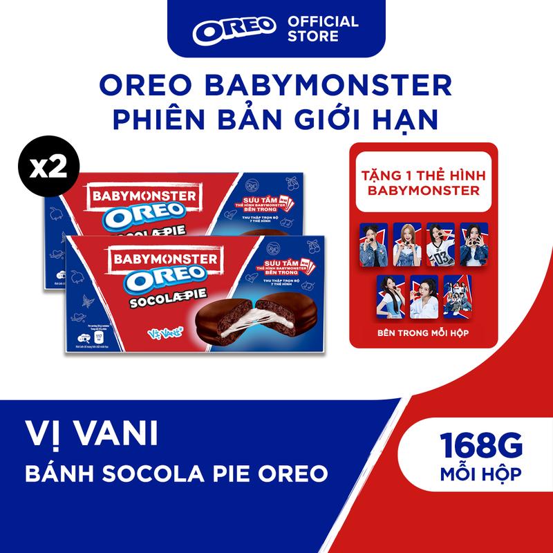 TẶNG CARD NGẪU NHIÊN OREO BABYMONSTER Bánh Socola Pie Vị Vani 168g Combo 2