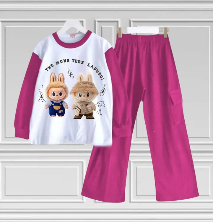 SETELAN LABUBU ANAK PEREMPUAN BAHAN CRINCILLE AIRFLOW USIA 3-12 TAHUN Baju  Celana fashion Kids