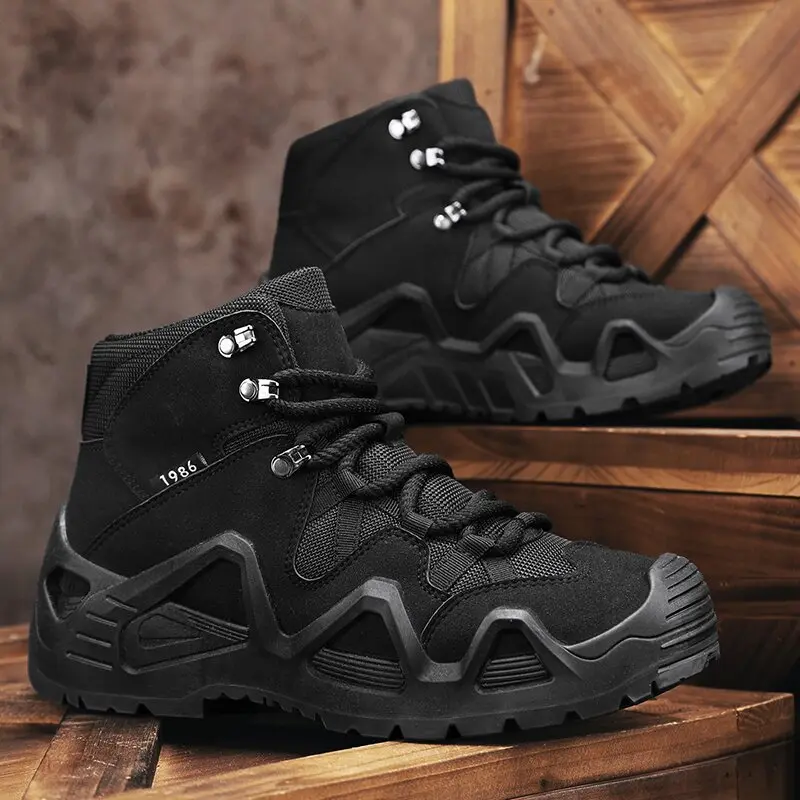 Mid-top military boots outdoor hiking shoes large size 39-46
