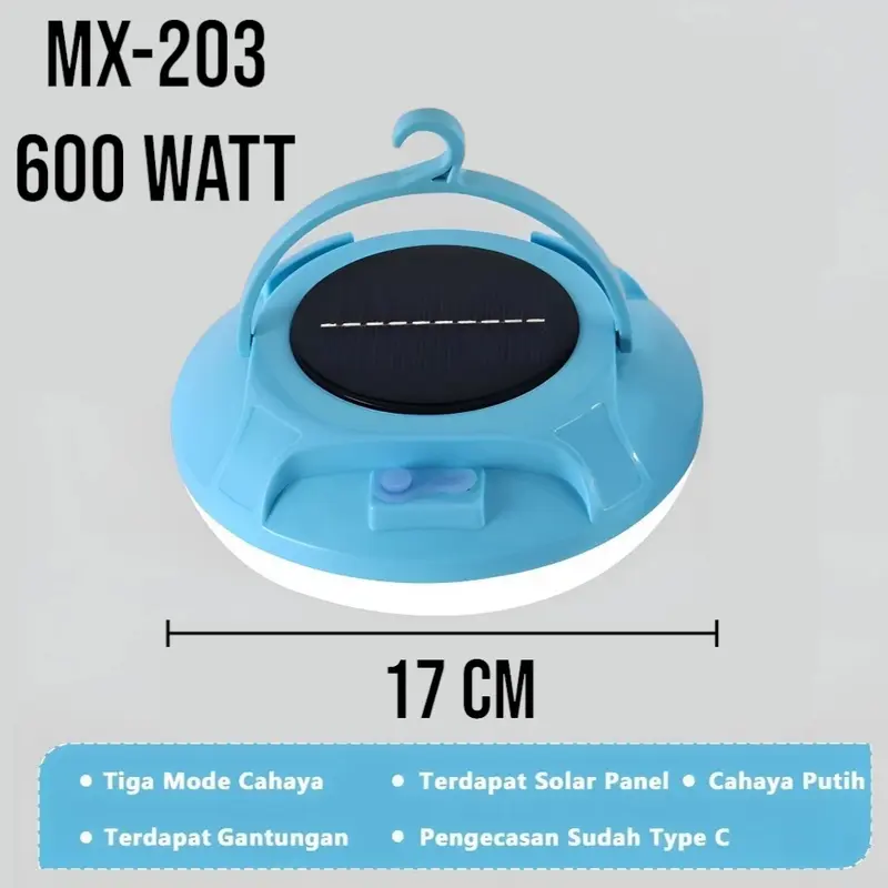 Lampu Emergency MAX POWER 300 Watt 400 Watt 600 Watt UFO Gantung Solar Panel Camping Lamp Cahaya PUTIH Super Terang Gantung Tahan lama Kemah camping Memancing 8