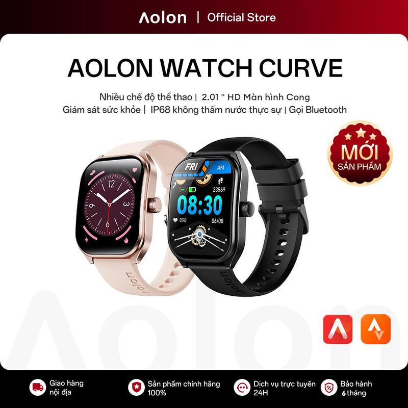  【LIVE Aolon Curve Đồng hồ thông minh Smartwatch IP68 Bluetooth Call giám sát sức khỏe Đồng hồ thông minh cho nam giới phụ nữ  Nhiều hình nền theo chủ đề khác nhau Hàng trăm chức năng thể thao đồng hồ chạy bộ 