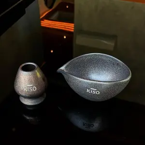 Kiso Premium Ceramic Matcha Bowl With Spout / Chawan Matcha / Mangkok Matcha Bahan Keramik Handmade - Kiso Chasen Whisk Holder /  Matcha Whisk Holder Ceramic Handmade