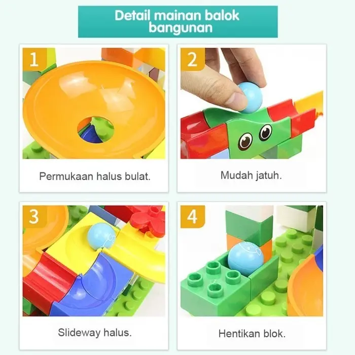 Mainan Brick Balok Susun Anak DIY Puzzle Marble Run Building Block 6