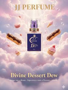 JJ Perfume Divine Dessert Dew - Parfum Wanita Mewah & Romantik dengan Bunga Putih & Nada Gourmand Lembut untuk Pengalaman Wangi Istimewa