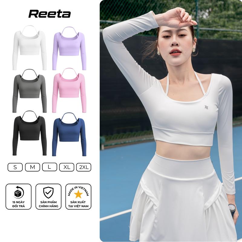 Áo dài tay croptop Reeta form ôm có mút ngực sẵn tập gym yoga ôm body thoáng mát thấm hút tốt-A3074
