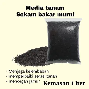 Media Tanam Organik Sekam Bakar Murni 1 Liter  Anti Jamur untuk Sayur Bunga Lebih Sehat Subur Menjaga Kelembaban Memperbaiki Aerasi Tanah pupuk sekam  padi Tumbuhan Alami Tanaman