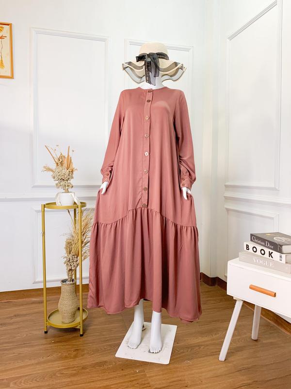 DRESS MEDINA POLOS BAHAN RAYON TWIL PREMIUM BY SHAFIRA/GAMIS/BAJU WANITA DEWASA Muslim Twill Mewah Midi Maxi 2