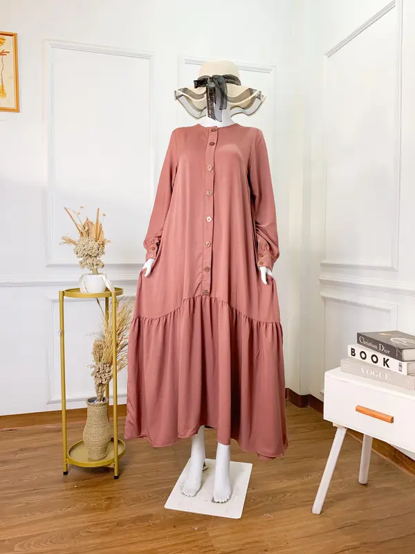 DRESS MEDINA POLOS BAHAN RAYON TWIL PREMIUM BY SHAFIRA/GAMIS/BAJU WANITA DEWASA Muslim Twill Mewah Midi Maxi 1