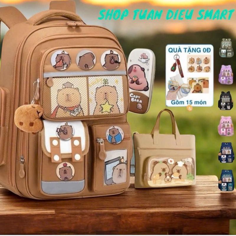 COMBO Balo + Túi học thêm + hộp bút + mắt kính Balo 8 ngăn chống gù, chống thấm nước. Kèm huy hiệu, móc khoá, ảnh thẻ (lưu ý túi học thêm và hộp bút sẽ đi hình ngẫu nhiên để phù hợp với balo)