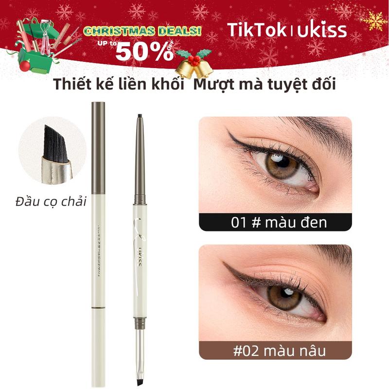 UKISS Bút Chì Kẻ Mắt Dạng Gel 60Mg Hai Đầu Với Cọ Kẻ Mắt Siêu Mỏng Chống Thấm Nước Chống Nhòe Lâu Trôi Cho Người Mới Bắt Đầu Trang Điểm Mỹ Phẩm Nữ Cosmetic Women