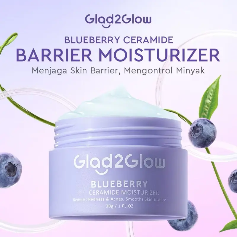 BUNDLE 3 Glad2Glow Blueberry Moisturizer Cream 5x Ceramide Skin Barrier Repair 30 gram 1