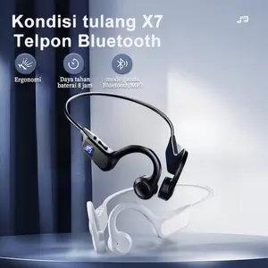 Model Baru Konduksi Udara/Earphone Bluetooth Nyata/ Hitam Kenakan di leher belakang  Headphone /Olahraga/Permainan Black Headset