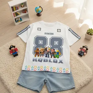 [Bonus Stiker Nama] KAOS T-SHIRT ANAK BASEBALL UNISEX KOMBINASI GAME ROBLOX SABLON KATUN COMBED 30s USIA 1-12 TAHUN