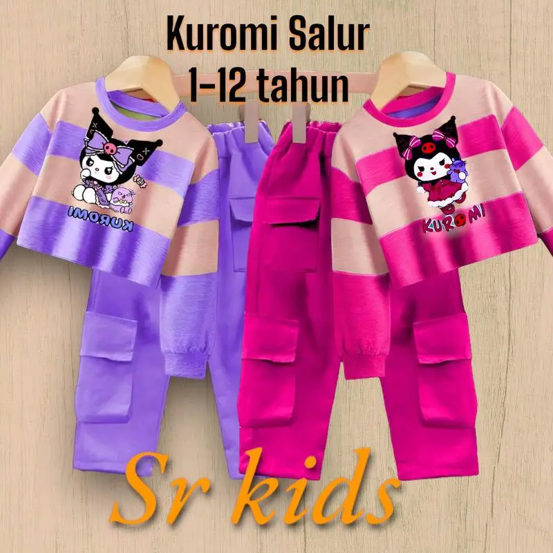 ST KIDS- SETELAN KUROMI MY MELODY SALUR CARGO ANAK USIA 1-12 TAHUN Perempuan