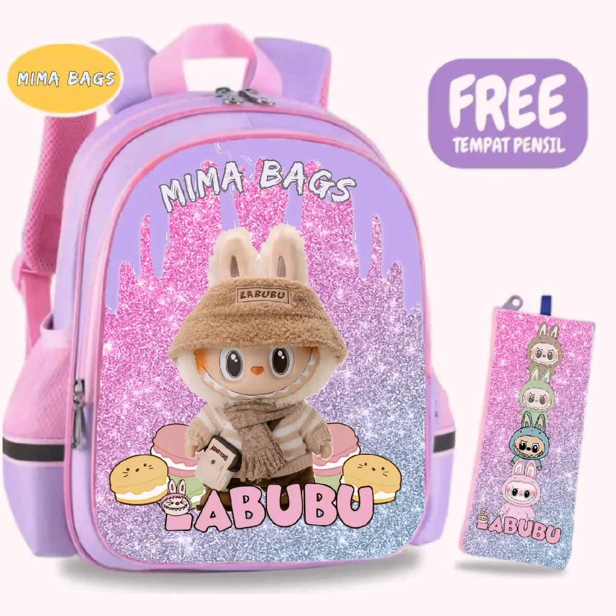 Tas Ransel Anak Labubu/Tas Sekolah sd,tk,paud/Tas Sekolah Anak/Tas Karakter Terbaru/Tas viral Anak Motif Fashion tas labu labu anak