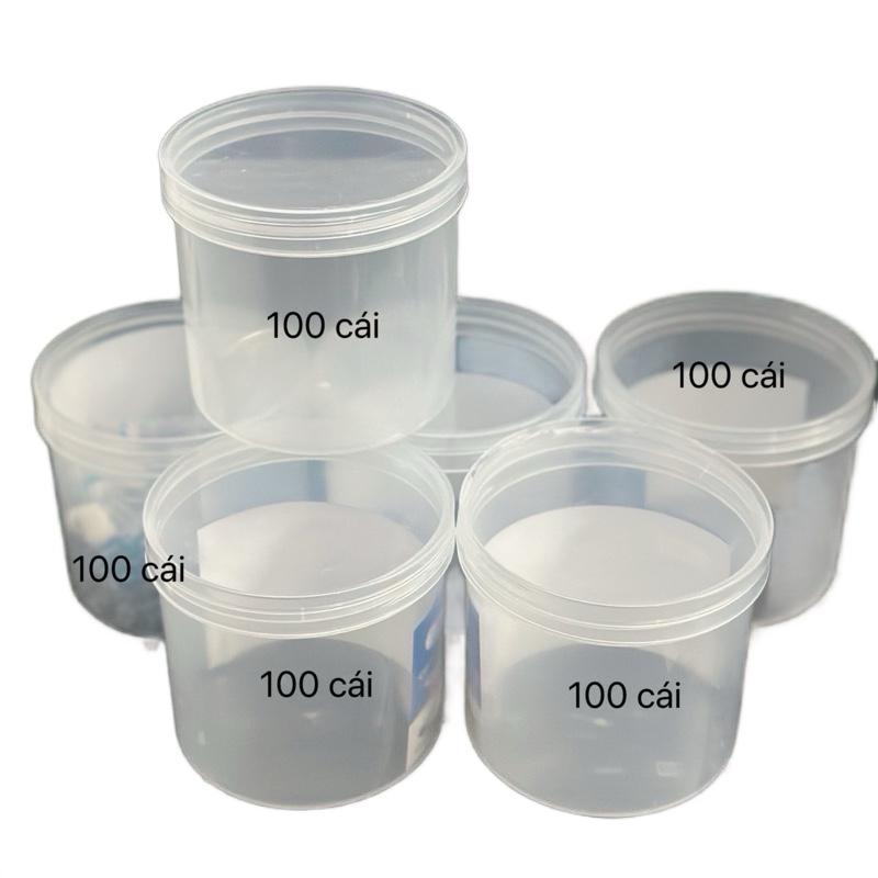 Hộp nhựa tròn có nắp,nhựa 100 DL dùng đựng đồ gia dụng kèm 4 su