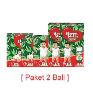 [PAKET PROMO MURAH 2 BALL] Happy Nappy Smart Pants ( Paket 2 Bal ) S60 M52 L46 XL42 XXL36 Popok Celana