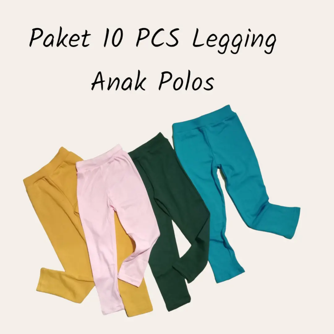 Paket 10 Pcs Legging Anak Perempuan Polos Usia 1-13 Tahun - Bahan Rib Cotton Lembut dan Melar - Fashion Bayi