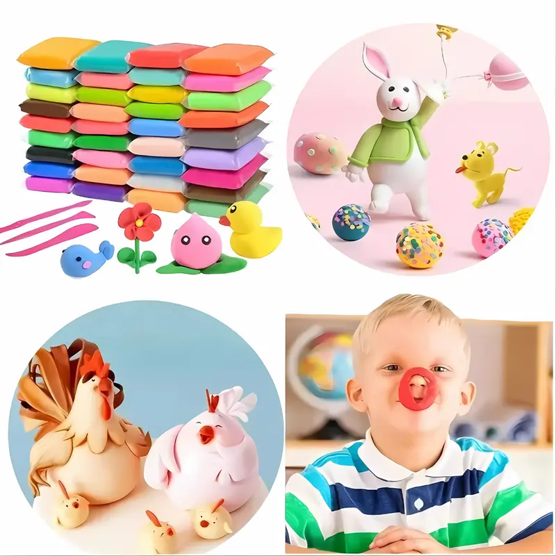 Vlimberry 24Pcs Warna Mainan Clay Polymerr Mainan Anak Slime Edukasi Dough Colour Play Permainan Squishy Toys 2