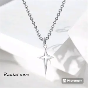 [ Promo ] Kalung titanium premium Liontin Salib Bintang pria wanita anti karat silver