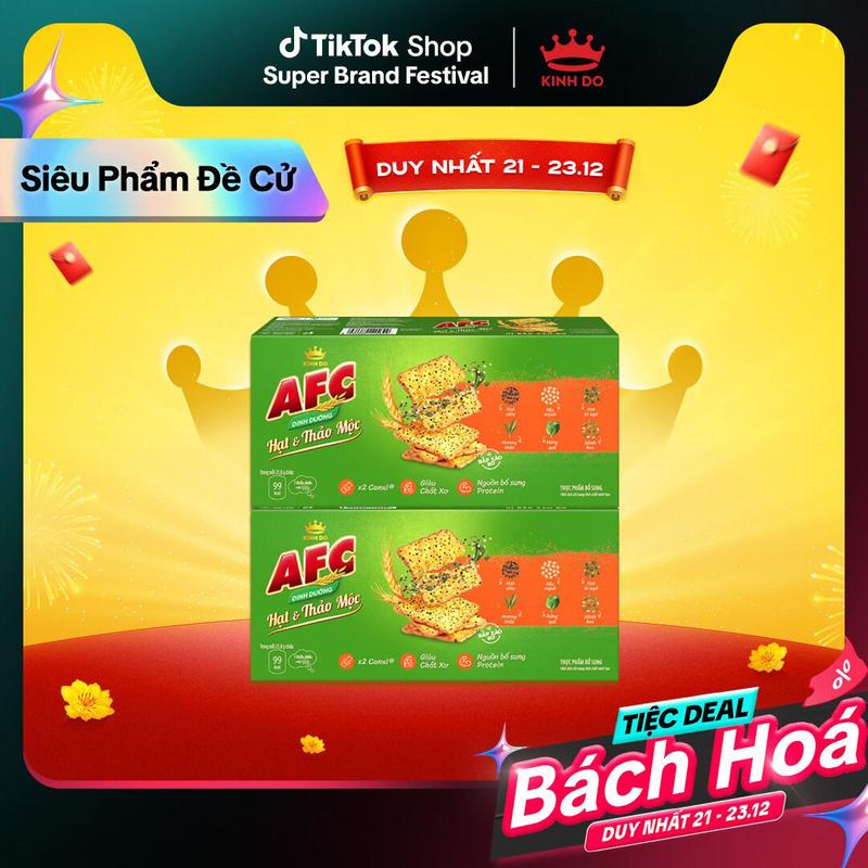 Bánh Cracker AFC Dinh Dưỡng Hạt Và Thảo Mộc Vị Bắp Xào Bơ Combo 2 Hộp x 109g