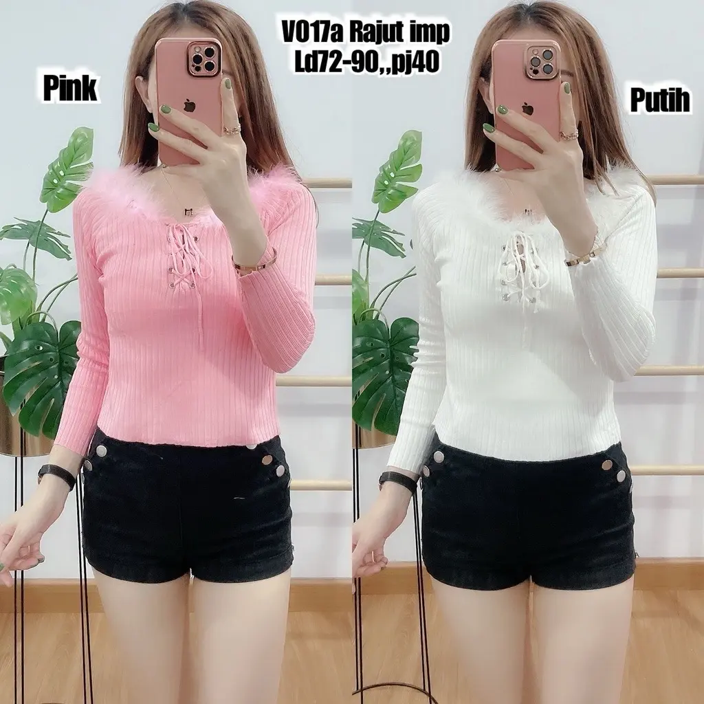 ATASAN RAJUT KOREAN LEHER BULU