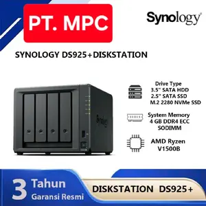 Synology DS925+ 4-Bay HDD NAS Server Storage Cloud DS925 Plus 4 Slot Harddisk | Garansi Resmi