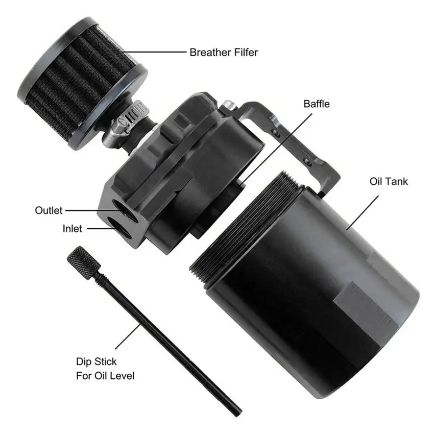 Oil Catch Can, 300ml Aluminum Catch Can, Universal Car Oil Catch Tank Air Oil Separator with Air Filter, Hose and Other Accessories