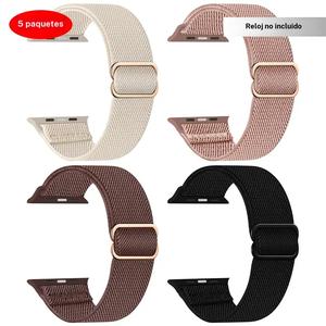Set de 4 piezas de Correa elástica para reloj (Solo correa), Correa de nylon ajustable para Apple Watch, Correa universal para hombres y mujeres