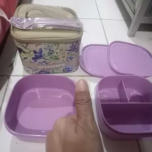 [mamalulu.home] Ortaware Store Rova Lunchbox Set - 2 Kotak Makan 2 Sekat, Sendok Garpu Tebal, Tas Thermal Stylish, BPA Free, Microwave Safe, Food Safe