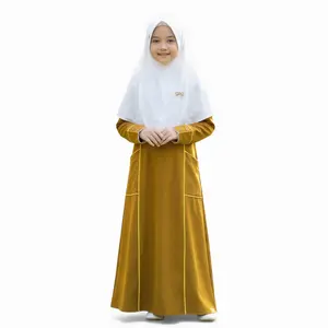 Izzaty Kids Gamis Anak Perempuan Usia 5th Sampai 12th Variasi List Putih Bahan Baby Moss