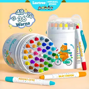 【Luctree】Crayon Putar Washable 12/24/36/48 Warna Tidak ada tangan yang kotor Non Toxic Krayon Anak-anak