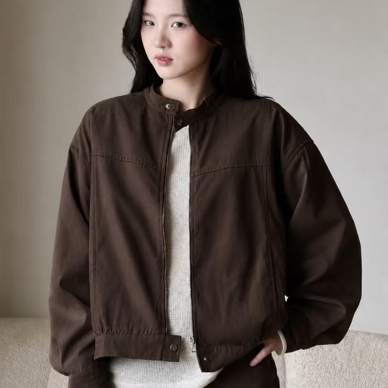 (Emxinhsayhi shop) Áo Khoác Kaki NHẬT lót trong gió Hàn 2 Lớp Cổ Tàu Mặc 4 Mùa Chống Nắng Chất mềm mại Form Dáng Rộng
