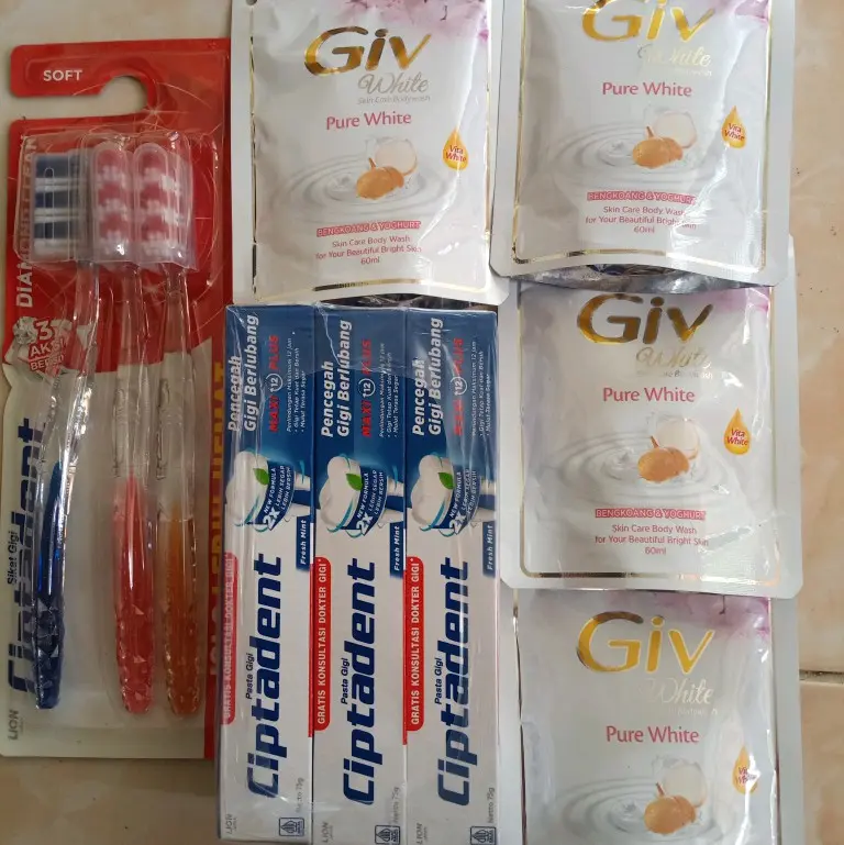 (PAKET 10pcs) 4pcs Giv bodywash 60ml +ciptadent 3 pcs + Sikat gigi ciptadent 3 pcs